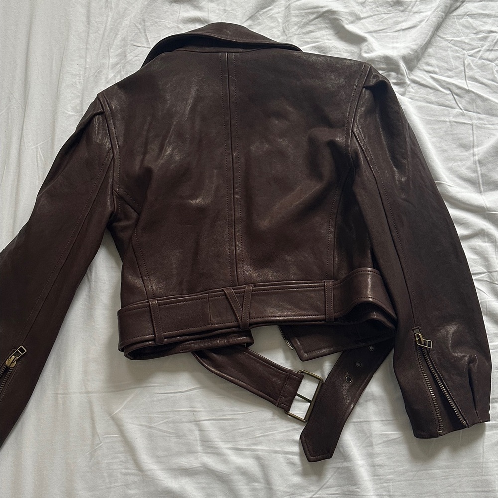 Veronica Beard Chocolate Leather Jacket - Picture 4 of 4